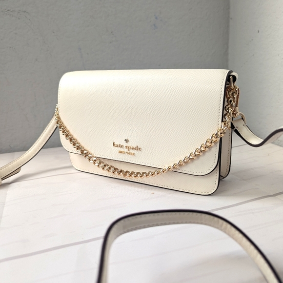 NWT Kate Spade Madison Saffiano Leather Small Flap Crossbody Meringue - Picture 1 of 6